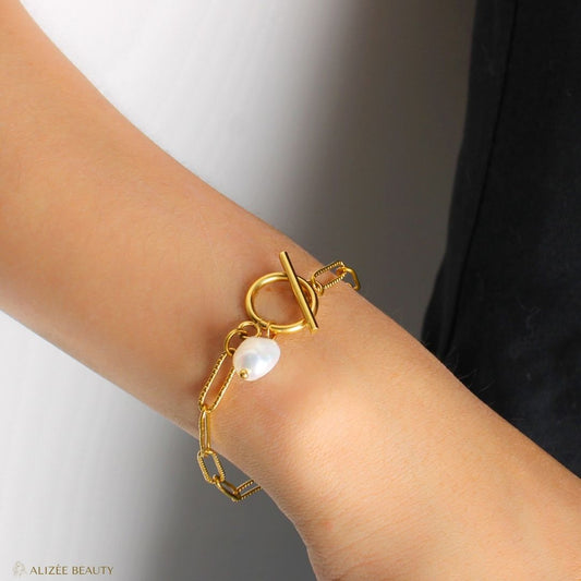 Bracelet Perle Acier inoxydable 304 Plaqué Or 18K - alizée beauty