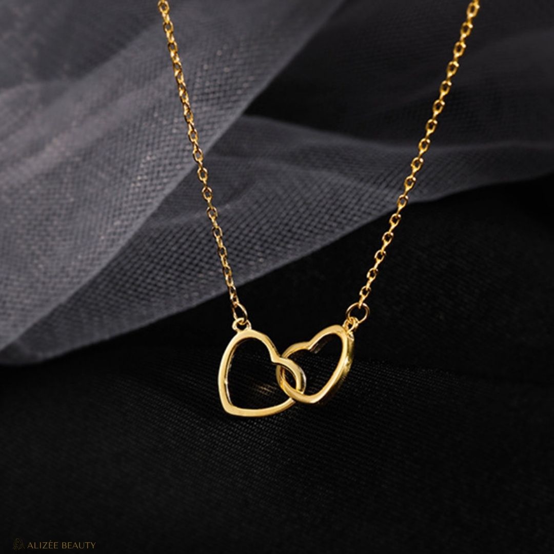 bijoux en or - collier double cœur fusionnel- bijoux fantaisie