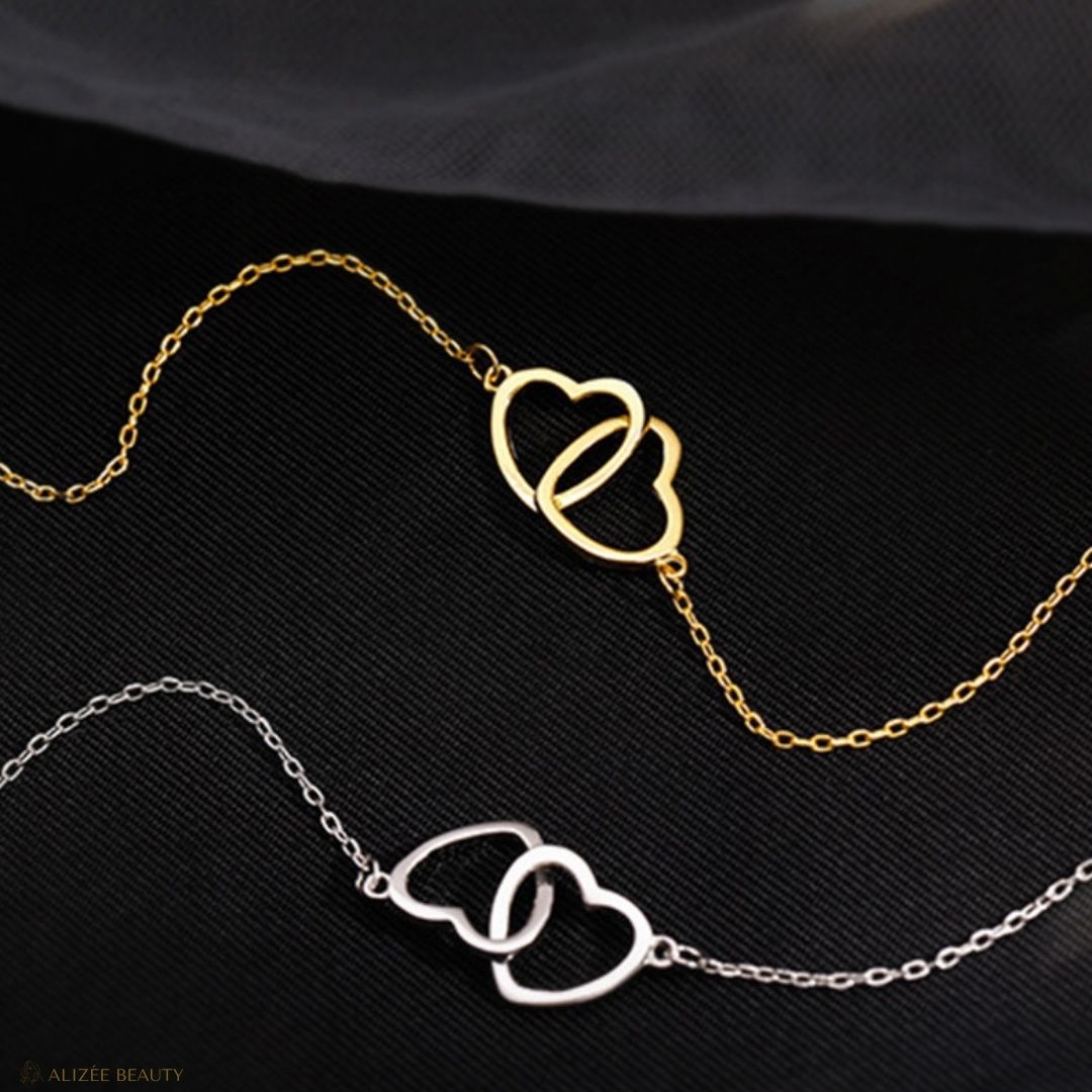 bijoux en or et en argent - collier double cœur fusionnel- bijou fantaisie