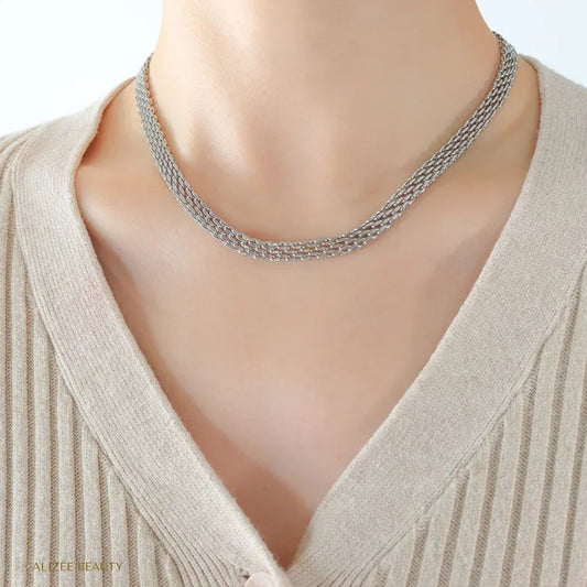 Collier Géométrique en Acier Inoxydable 304 Plaqué Or 18K - Style Moderne et Élégant