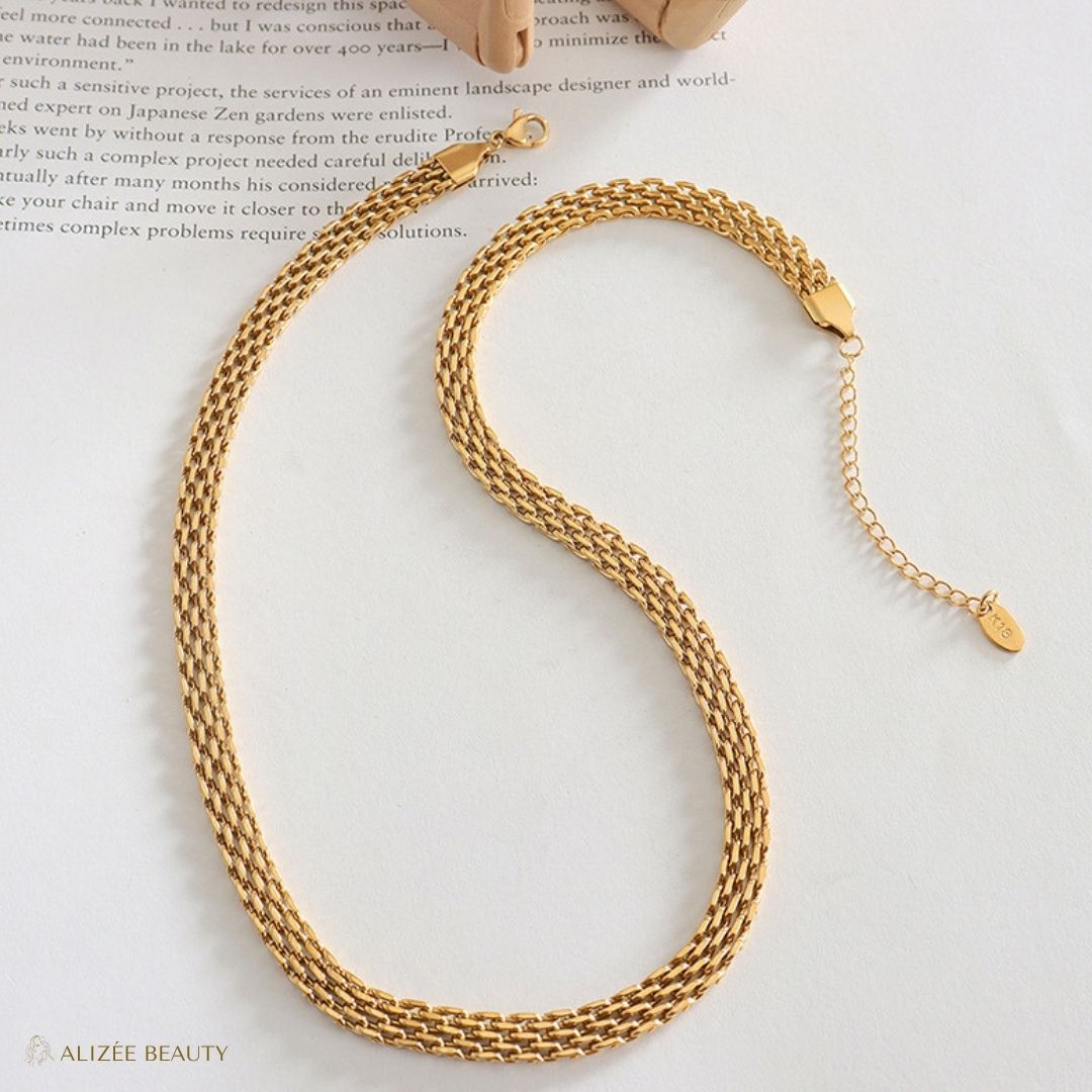 bijoux fantaisie Collier Géométrique en Acier Inoxydable 304 Plaqué Or 18K - Alizée Beauty