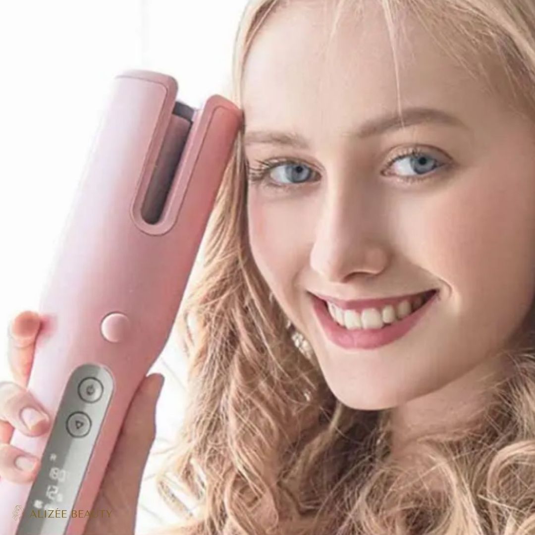Fer à Boucler Automatique Sans Fil - Boucleur Liberté™ Rose - ALIZÉE BEAUTY soins cheveux