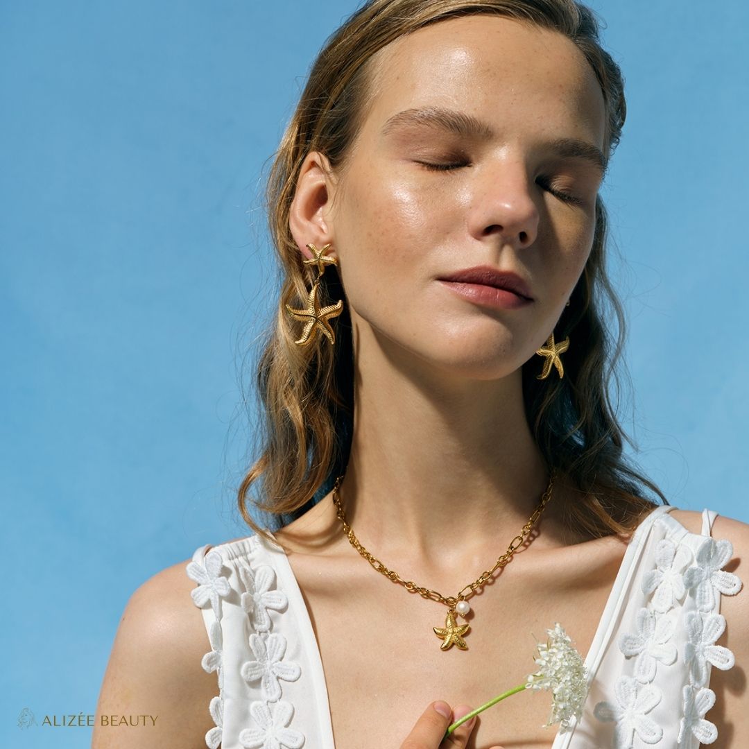 Collier Pendentif Étoile De Mer Plaqué Or 18K