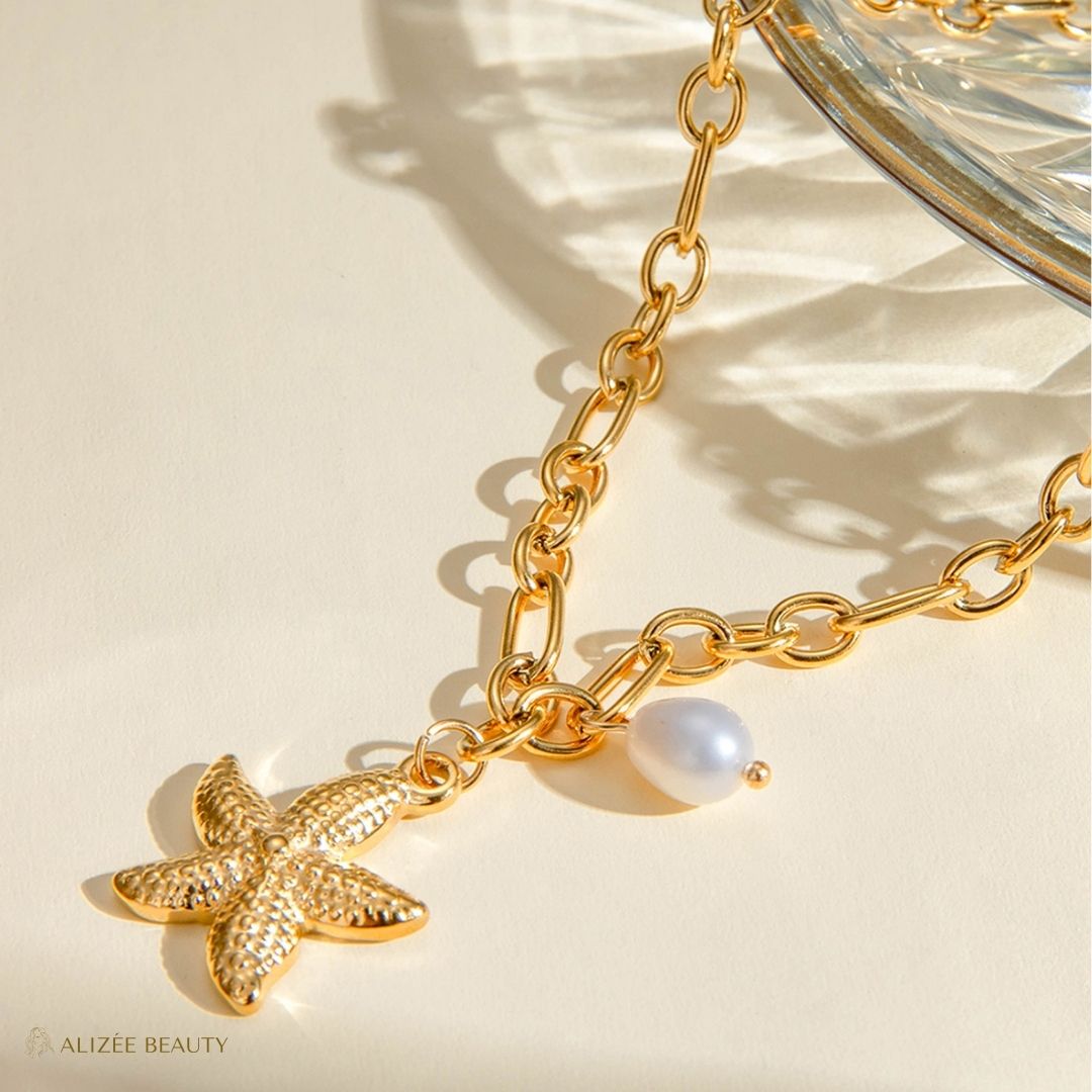Collier Pendentif Étoile De Mer Plaqué Or 18K