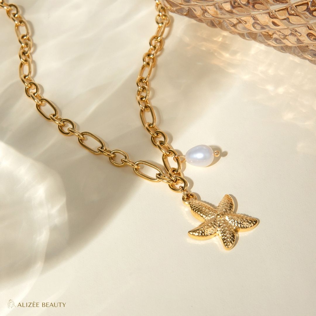 Collier Pendentif Étoile De Mer Plaqué Or 18K