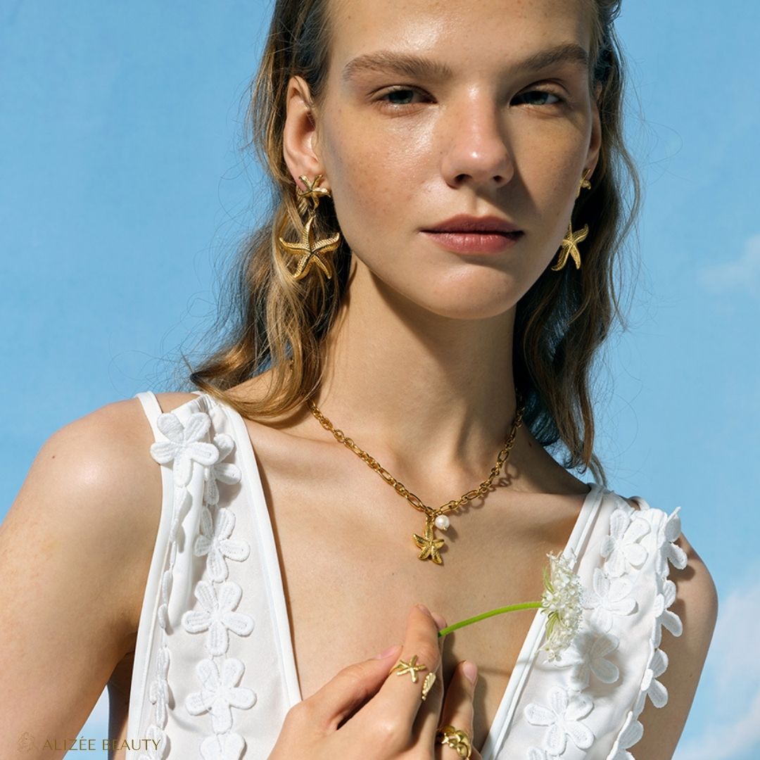 Collier Pendentif Étoile De Mer Plaqué Or 18K