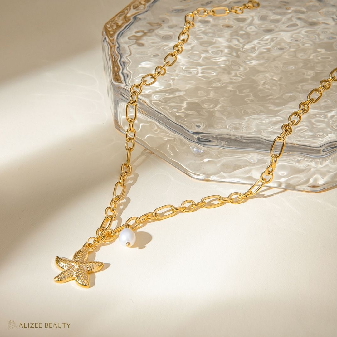Collier Pendentif Étoile De Mer Plaqué Or 18K