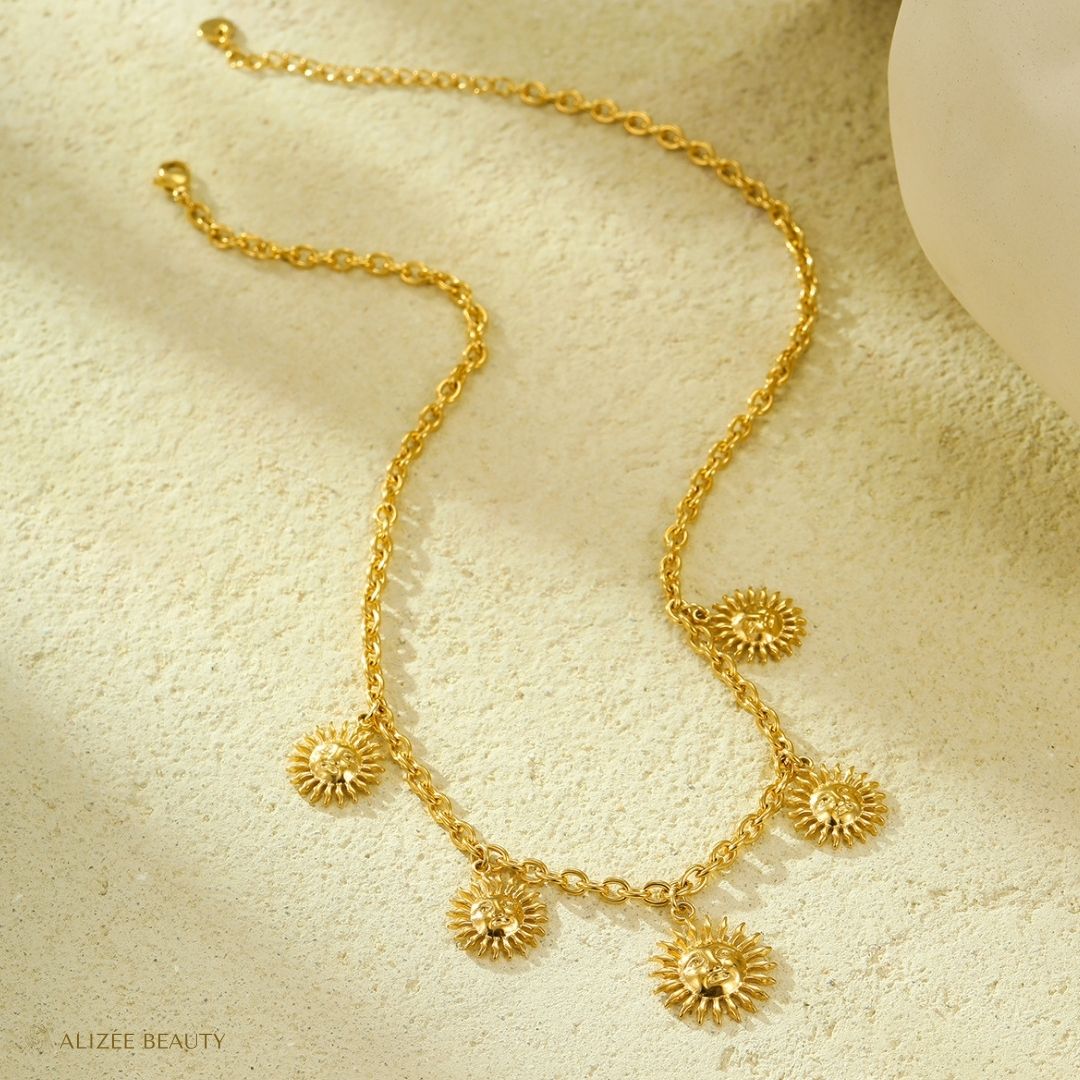 Pendentif Soleil en Acier Inoxydable 304 Plaqué Or 18k placage - bijoux fanfaisie
