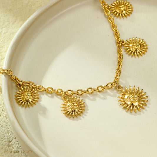 Pendentif Soleil en Acier Inoxydable 304 Plaqué Or 18k alizée Beauty