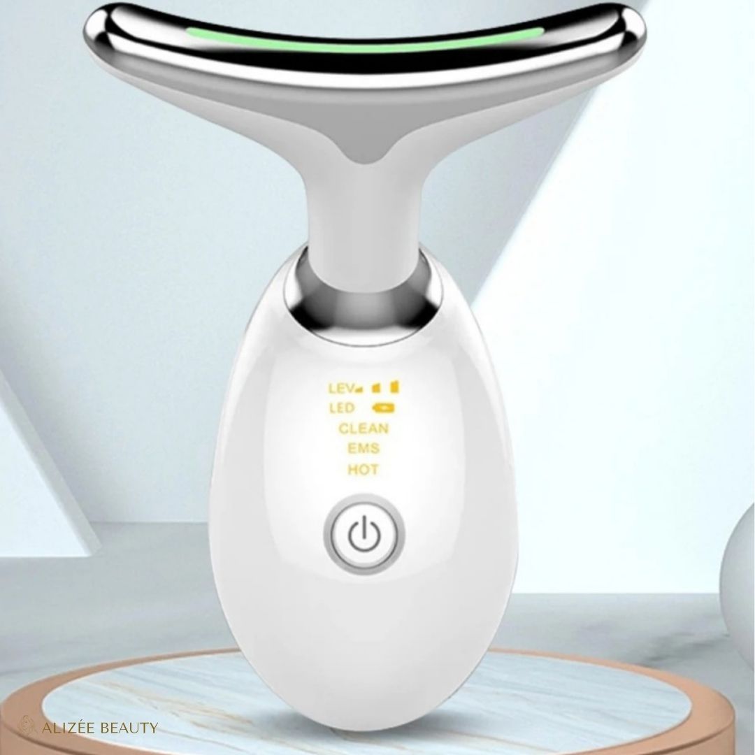 appareil de massage pour soin du cou et Visage en blanc - Alizée Beauty - appareil anti rides du cou et du visage