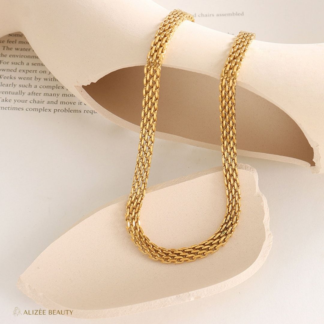 bijoux Collier Géométrique en Acier Inoxydable 304 Plaqué Or 18K