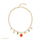 Bijoux Glamour Œil Acier Inoxydable Pierre Naturelle Plaque Or 18K pierre rouge