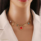 Bijoux Glamour Œil Acier Inoxydable Pierre Naturelle Or 18K