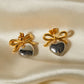 Boucles d'oreille cœur nœud d'arc en 
 argent et acier inoxydable 304 plaqué or 18k - alizee beauty