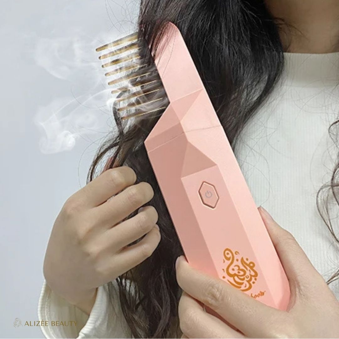 Brûleur d'Encens Électronique USB avec Fonction Peigne 2 en 1 - Peigne Bruleur d'Encens™ - rose ALIZÉE BEAUTY soins cheveux - senteur d'huiles essentielles