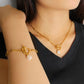 Collier et Bracelet Perle Acier inoxydable 304 Plaqué Or 18K duo - saint valentin
