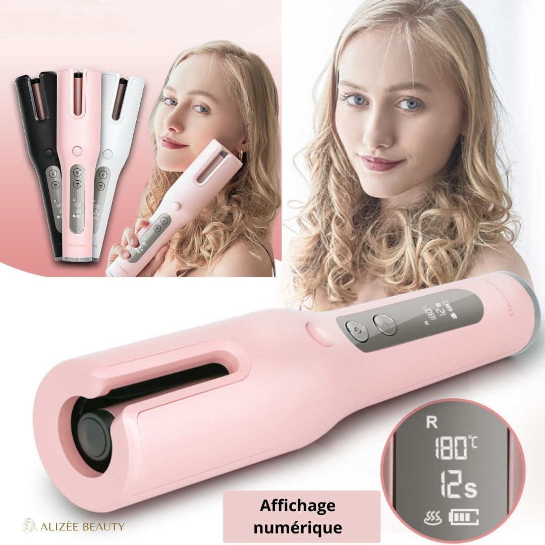 Fer à Boucler Automatique Sans Fil -   Rose - ALIZÉE BEAUTY soins cheveux