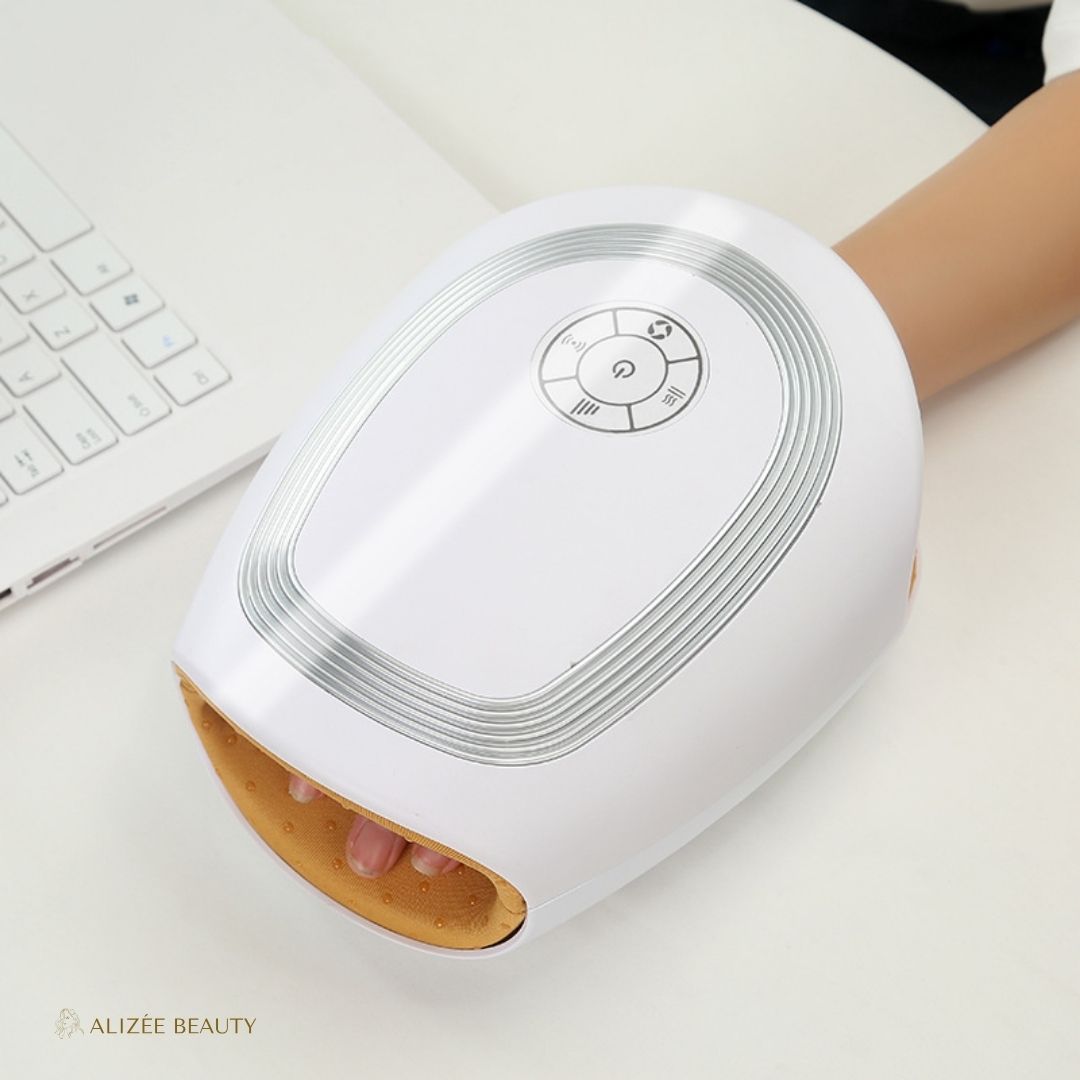 Masseur de Mains Électrique à Airbag avec Chauffage -USB -ChauffMains AirRelax™ - ALIZÉE BEAUTY Blanc / USB  Masseur de mains