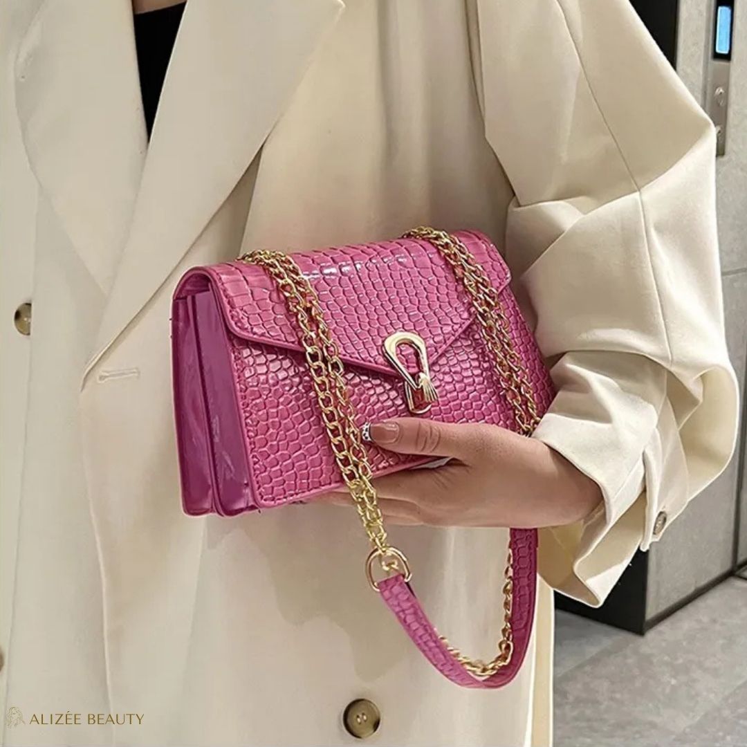 petit Sac à main à bandoulière cuire PU Crocodile pour femmes 
