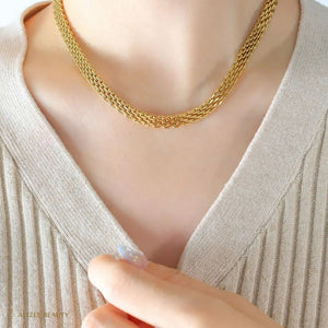 Collier Géométrique en Acier Inoxydable 304 Plaqué Or 18K - Style Moderne et Élégant